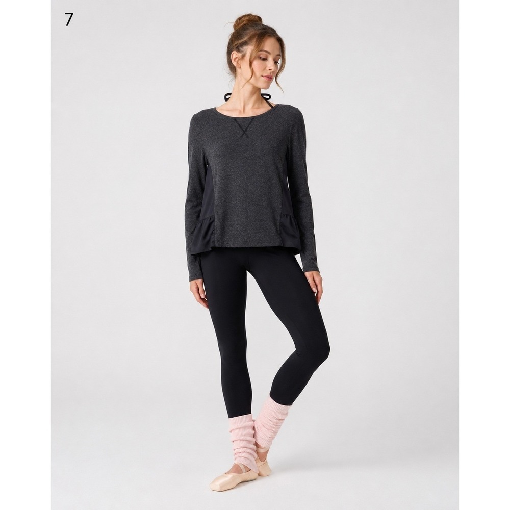 Lululemon Sattva Sweater Womens Small Gray Merino Wool Tencel Sides Keyhole Tie